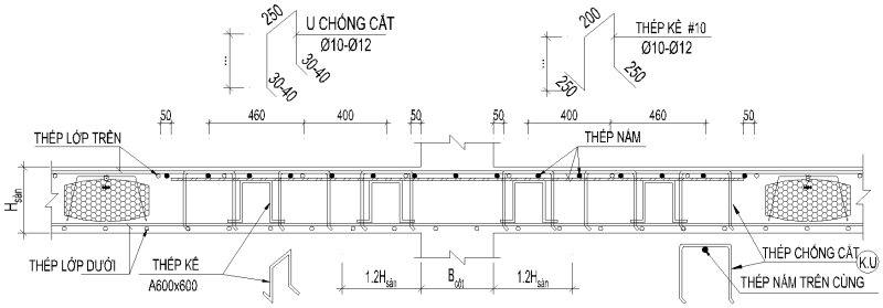 Mặt cắt sàn xốp ACIF