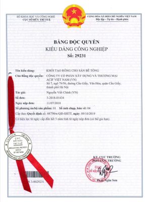 bằng độc quyền Kiểu dáng công nghiệp acif